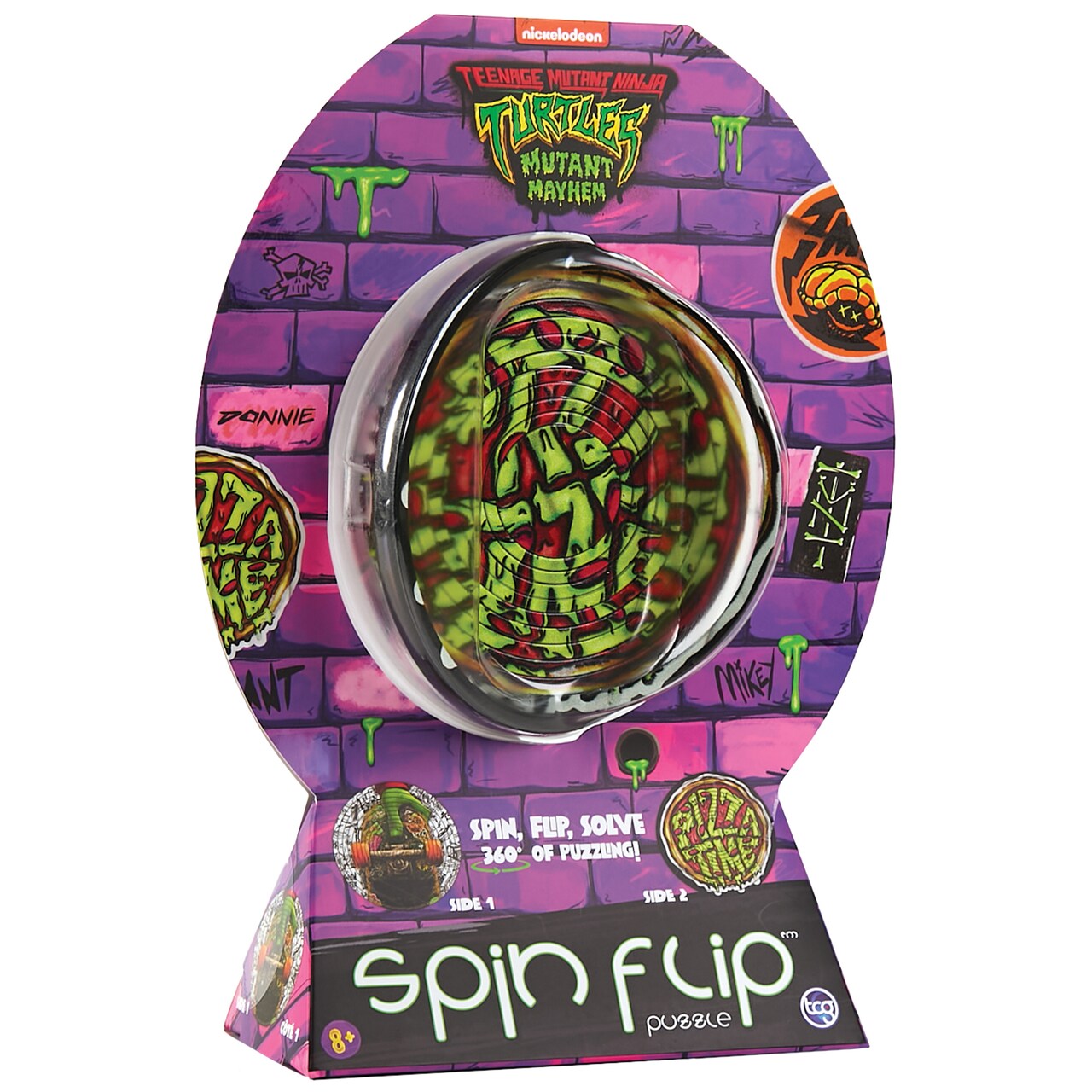 Spin Flip: Puzzle TMNT Pizza Time - 12 Rings - 2-In-1: Double-Sided Puzzle, Spin-Flip-Solve, 360 Degress Of Puzzling, Licensed, Adults & Kids Ages 8+